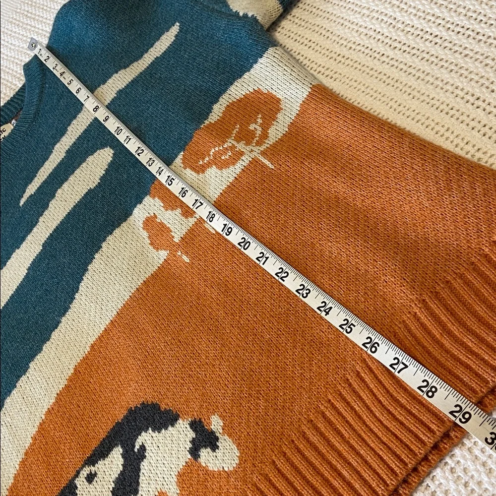 Aelfric Eden “Cow In Pasture” Prairie knit Sweater UNISEX Whimsical Size X Large - Picture 8 of 8